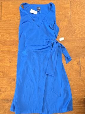 GAP Sleeveless Cobalt Wrap Dress with Side Tie